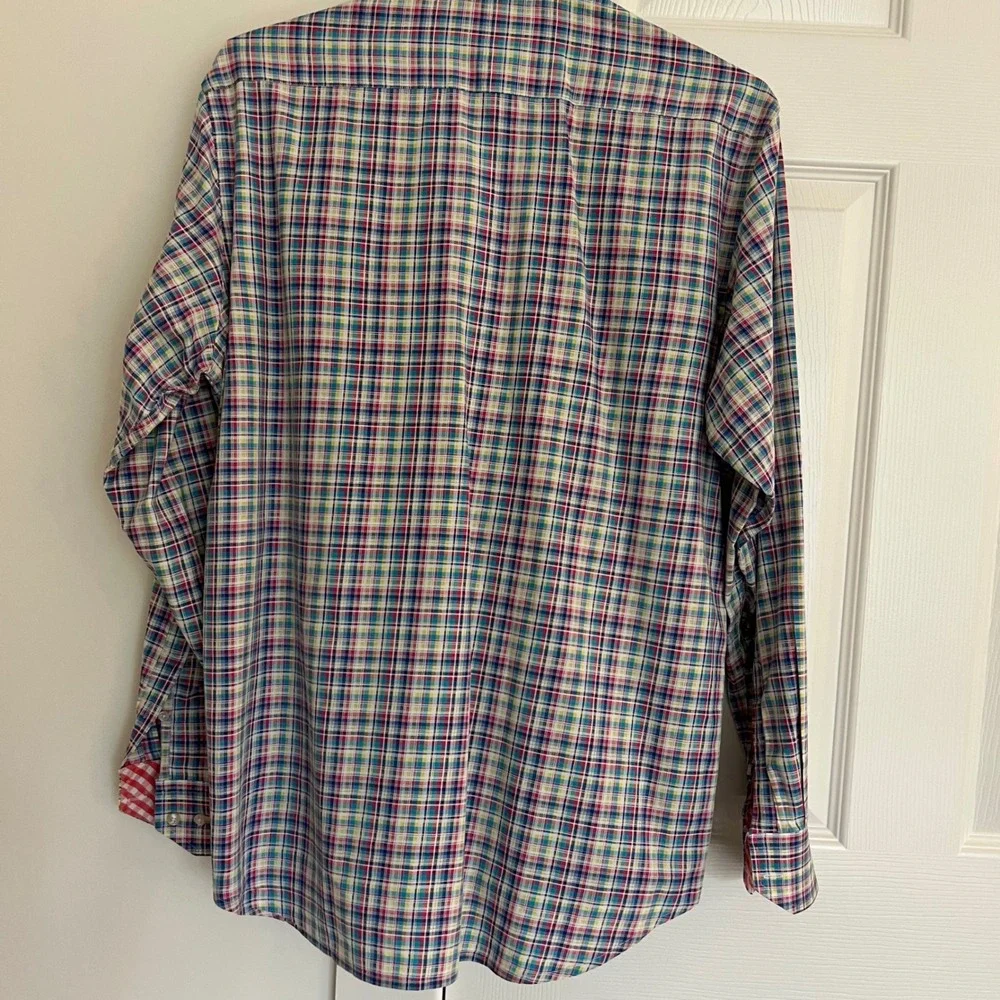 Tailorbyrd Collection‎ Plaid Button Down Cotton Shirt Mens Large Multi Color